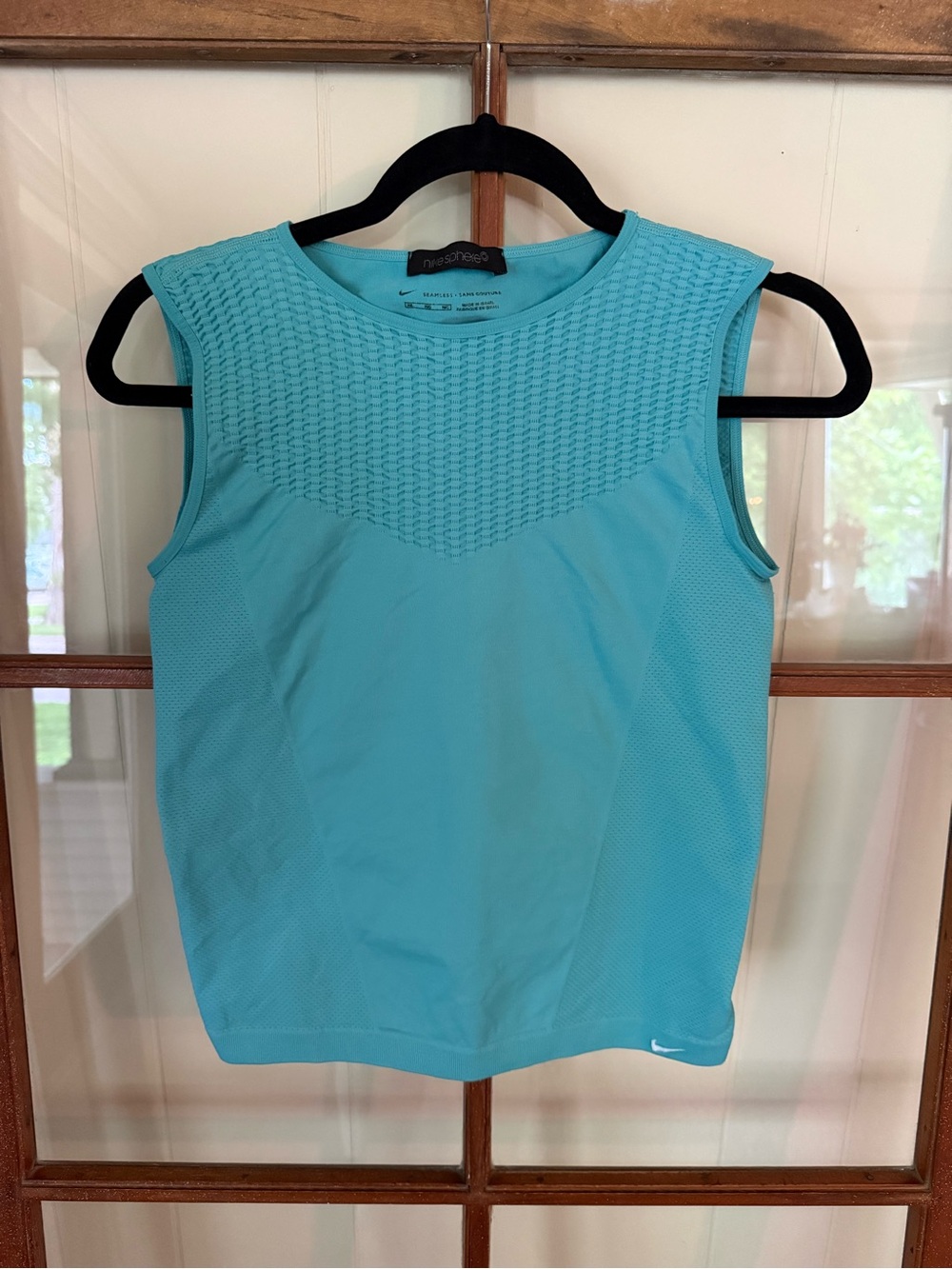 NIKE Sphere Aqua Blue High Impact Seamless Compression Athletic Workout Tank M/L